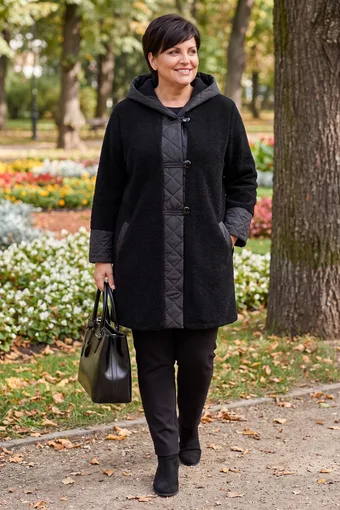 Черно вълнено палто